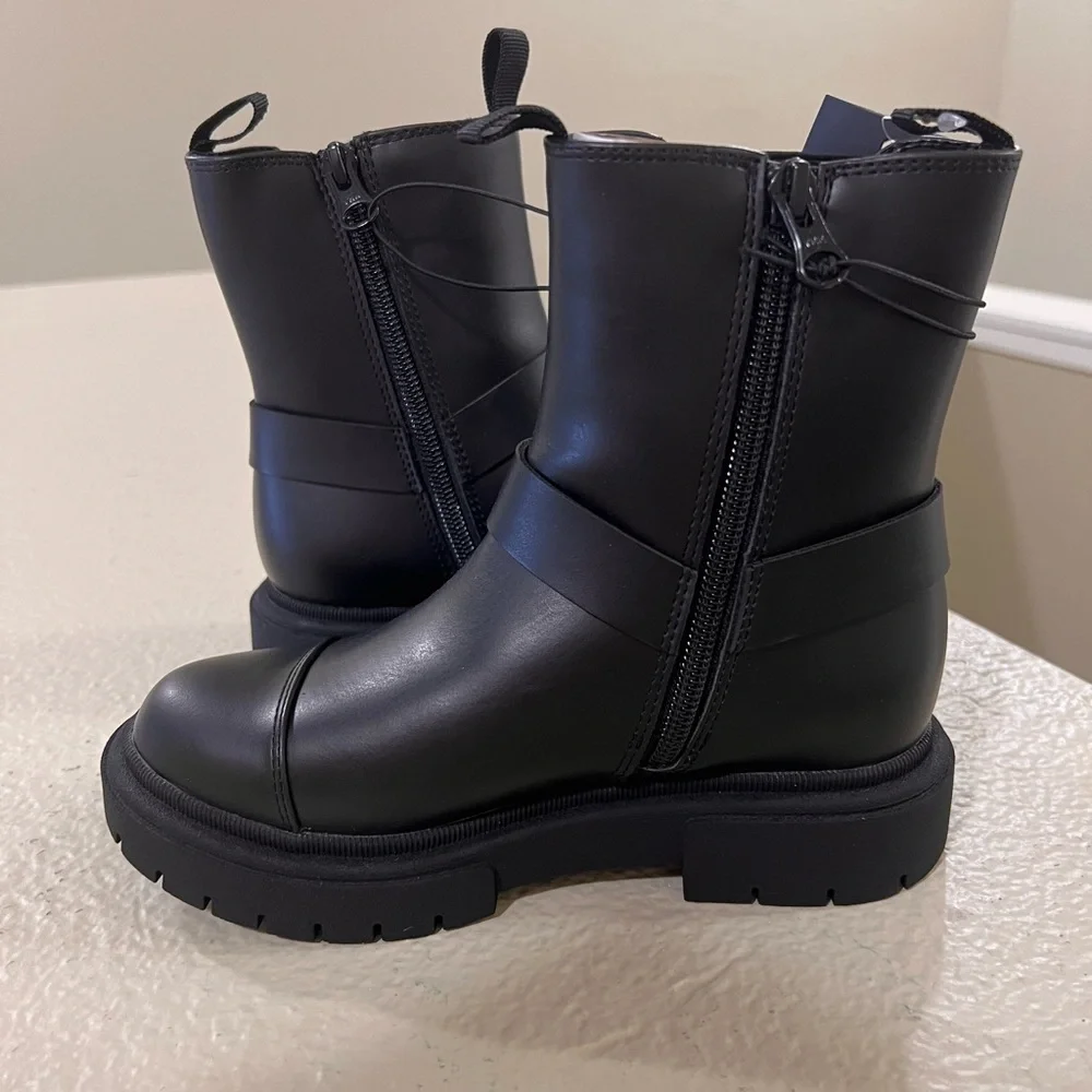 Art Class Moto Harness Boots Black Chunky Combat Boots Youth Girls Size 13 NWT